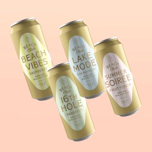 Cans of Beach Club Brewing spiked seltzer flavors.