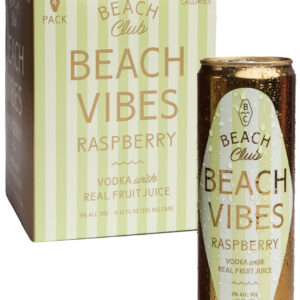 Beach Club Brewing - Ready to Drink Hard Seltzer with Real Fruit Juice- Beach Vibes Raspberry Flavor - 4-Pack and Can