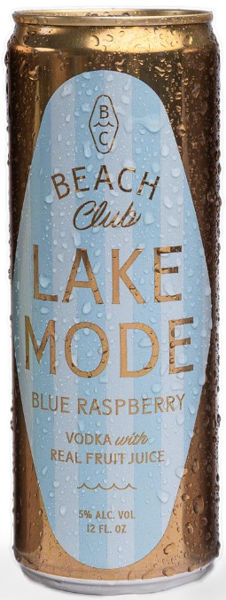 A can of Beach Club "Lake Mode" Blue Raspberry Flavored Hard Seltzer or Spiked Seltzer