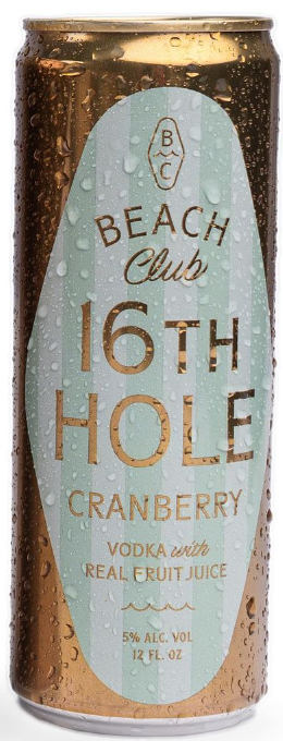 A can of Beach Club "16th Hole" Cranberry Flavored Vodka Seltzer, Hard Seltzer